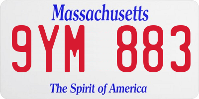 MA license plate 9YM883