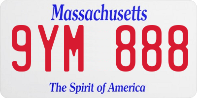 MA license plate 9YM888