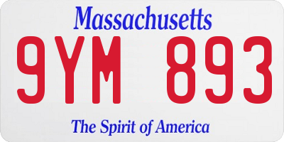 MA license plate 9YM893