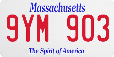 MA license plate 9YM903