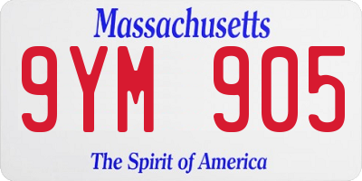 MA license plate 9YM905