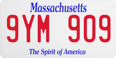 MA license plate 9YM909