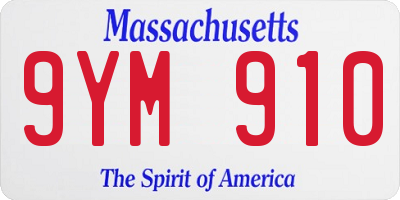 MA license plate 9YM910