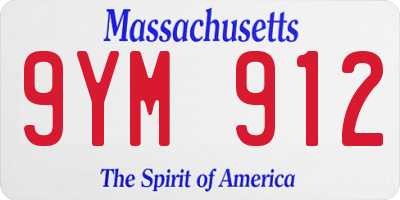 MA license plate 9YM912