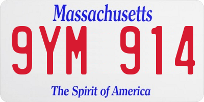 MA license plate 9YM914