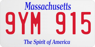 MA license plate 9YM915
