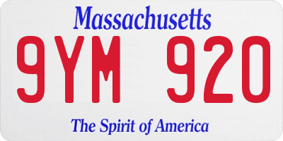 MA license plate 9YM920