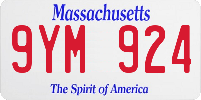 MA license plate 9YM924