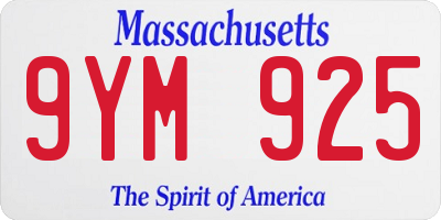 MA license plate 9YM925