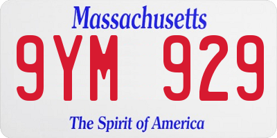 MA license plate 9YM929