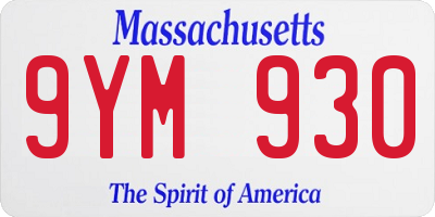 MA license plate 9YM930