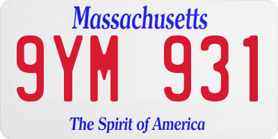 MA license plate 9YM931