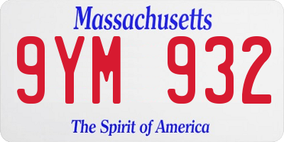 MA license plate 9YM932