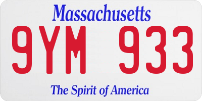 MA license plate 9YM933