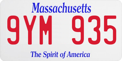 MA license plate 9YM935