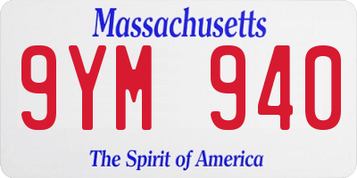 MA license plate 9YM940