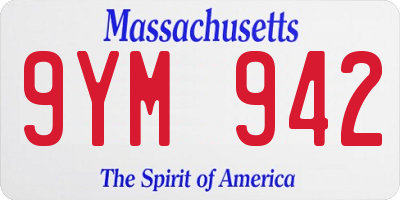 MA license plate 9YM942