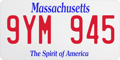 MA license plate 9YM945