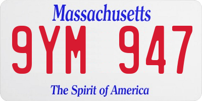 MA license plate 9YM947