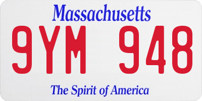 MA license plate 9YM948