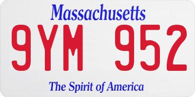 MA license plate 9YM952