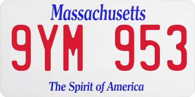 MA license plate 9YM953
