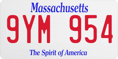 MA license plate 9YM954