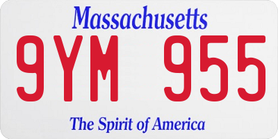 MA license plate 9YM955