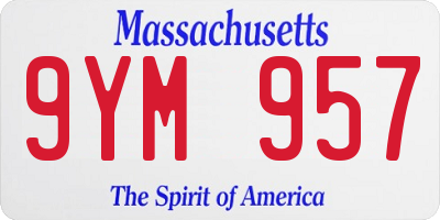 MA license plate 9YM957