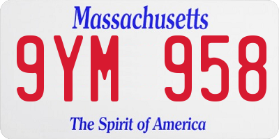 MA license plate 9YM958