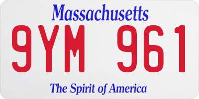 MA license plate 9YM961