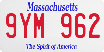 MA license plate 9YM962