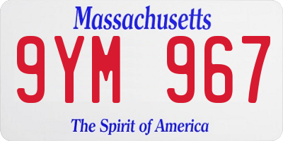 MA license plate 9YM967