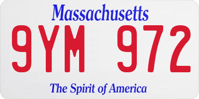 MA license plate 9YM972