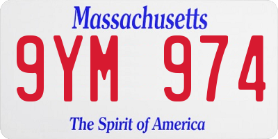 MA license plate 9YM974