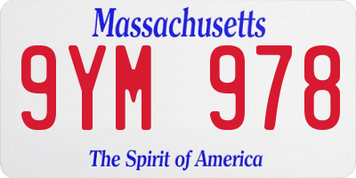 MA license plate 9YM978
