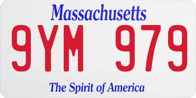 MA license plate 9YM979