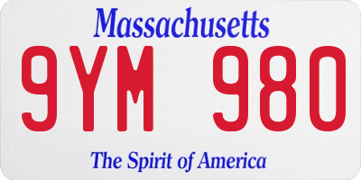 MA license plate 9YM980