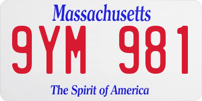 MA license plate 9YM981