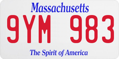 MA license plate 9YM983