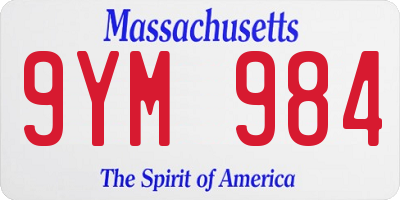 MA license plate 9YM984