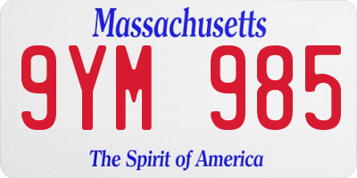MA license plate 9YM985