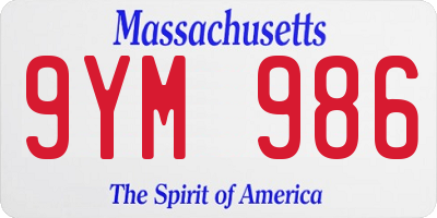 MA license plate 9YM986