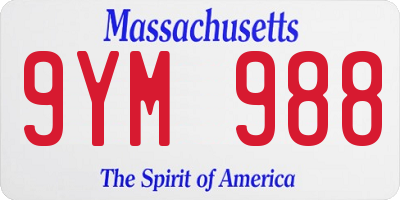 MA license plate 9YM988