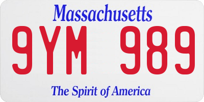 MA license plate 9YM989