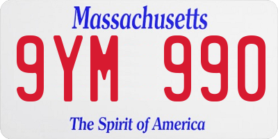 MA license plate 9YM990