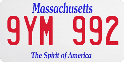 MA license plate 9YM992
