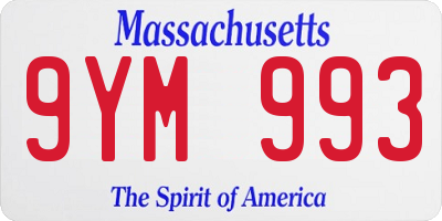 MA license plate 9YM993