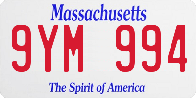 MA license plate 9YM994