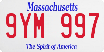 MA license plate 9YM997